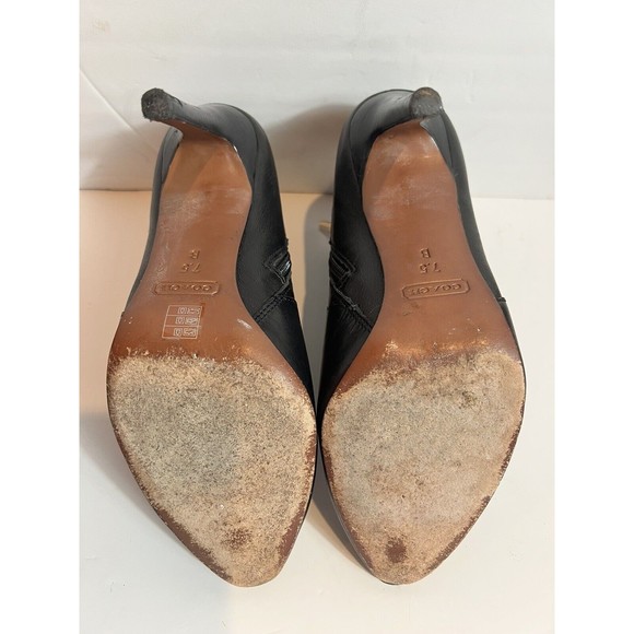 Coach Womens Size 7.5 B Ankle Boots Heels Black Leather Side Zips Pointed Toe - Picture 7 of 8